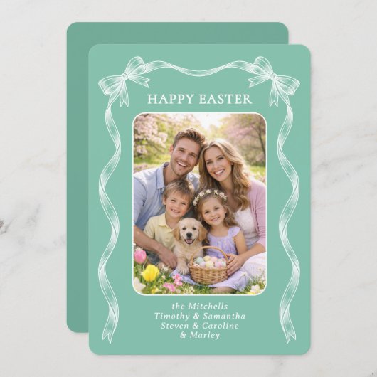 Personalized Family Photo On Mauve Pink Easter シーズンカード (正面/裏面)