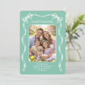 Personalized Family Photo On Mint Green Easter シーズンカード (スタンド正面)
