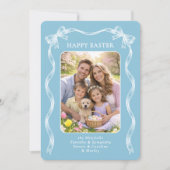 Personalized Family Photo On Robin Egg Blue Easter シーズンカード (正面)