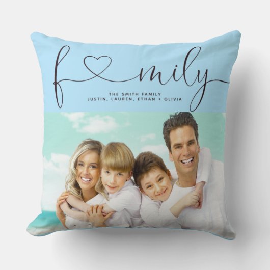 Personalized Family Photo Pillow Custom Name クッション (正面)