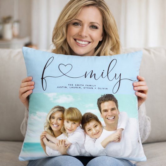 Personalized Family Photo Pillow Custom Name クッション