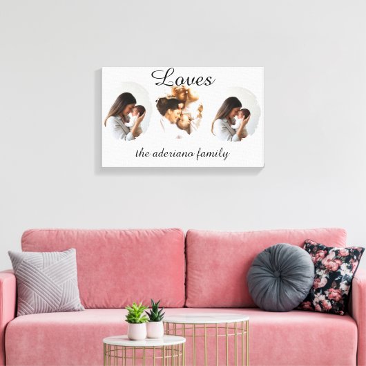 Personalized Family Photo Poster – Custom Name  キャンバスプリント (インサイチュ (リビング))