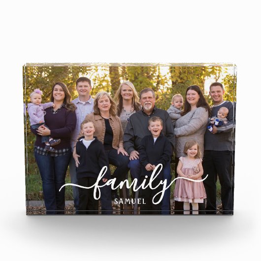 Personalized Family Photo Text Script Photo Block フォトブロック (正面)