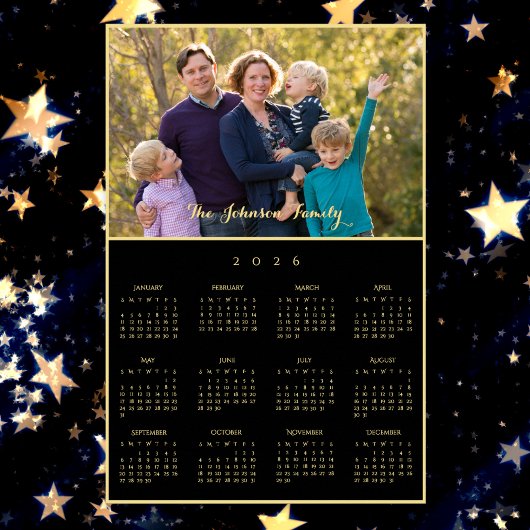 Personalized Family Photo Yearly 2026 Calendar ポスター