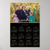 Personalized Family Photo Yearly 2026 Calendar ポスター (正面)