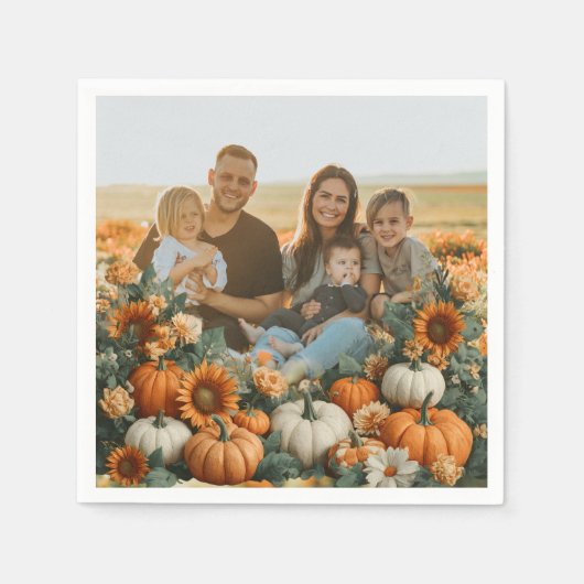 Personalized Family Pumpkin Fall Design スタンダードカクテルナプキン (正面)