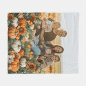Personalized Family Pumpkin Fall Design フリースブランケット (正面(横))