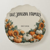 Personalized Family Pumpkin Fall Design ラウンドクッション (裏面)