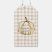 Personalized Family Thanksgiving Neutral Gingham  ギフトタグ (正面)