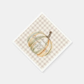 Personalized Family Thanksgiving Neutral Gingham  スタンダードカクテルナプキン (角)