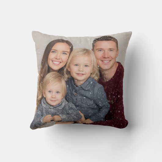 Personalized Family Throw Pillow – Photo & Name クッション (裏面)