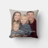 Personalized Family Throw Pillow – Photo & Name クッション (正面)