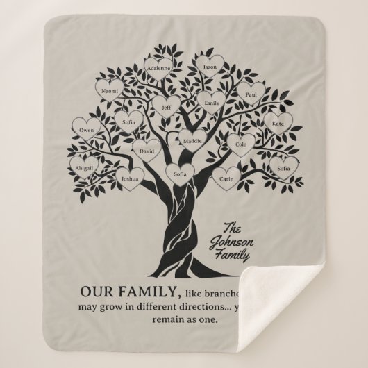 Personalized Family Tree Black And Tan シェルパブランケット (正面)