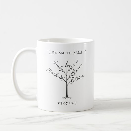 Personalized Family Tree Mug | Custom Name Tree コーヒーマグカップ (左)
