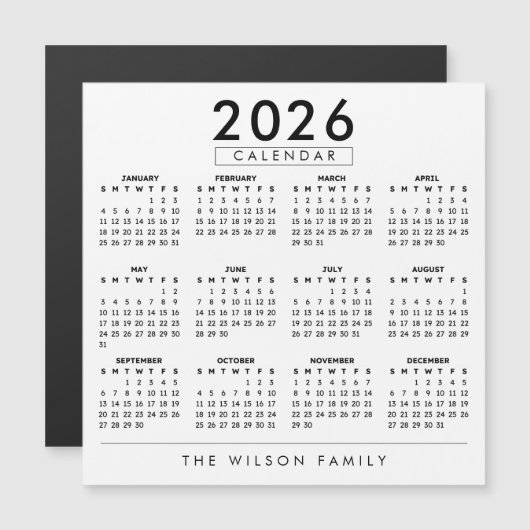 Personalized Family Wall Calendar 2026 (正面/裏面)