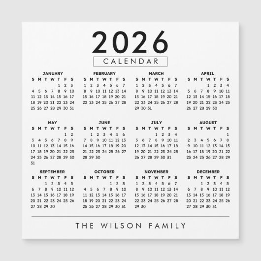 Personalized Family Wall Calendar 2026 (正面)