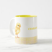 Personalized Farm Animal Mug – Cute Chick Design ツートーンマグカップ (正面左)