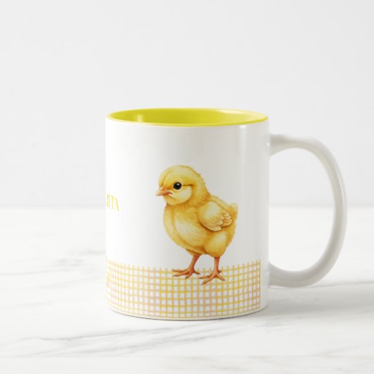 Personalized Farm Animal Mug – Cute Chick Design ツートーンマグカップ (右)