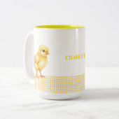 Personalized Farm Animal Mug – Cute Chick Design ツートーンマグカップ (正面左)