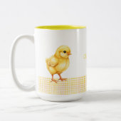 Personalized Farm Animal Mug – Cute Chick Design ツートーンマグカップ (左)