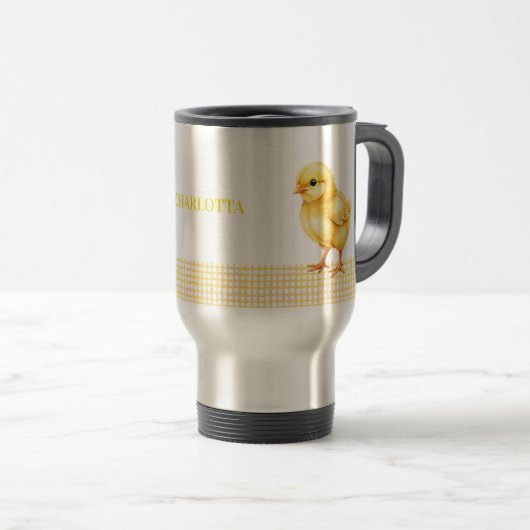 Personalized Farm Animal Mug – Cute Chick Design トラベルマグ (正面右)