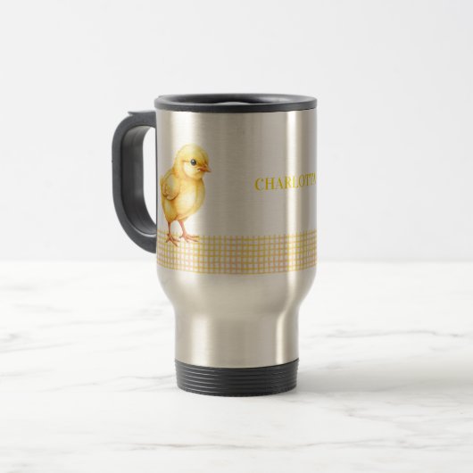 Personalized Farm Animal Mug – Cute Chick Design トラベルマグ (正面左)