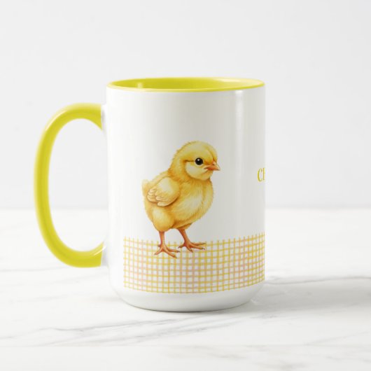 Personalized Farm Animal Mug – Cute Chick Design マグカップ (左)