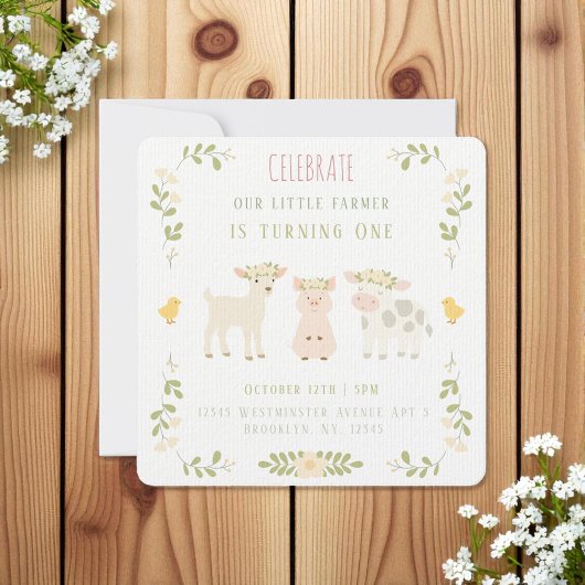 Personalized Farm Animals Birthday Invitation 招待状