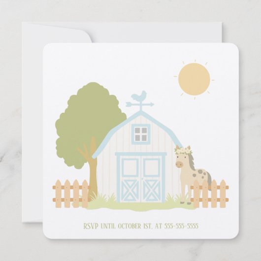 Personalized Farm Animals Birthday Invitation 招待状 (裏面)