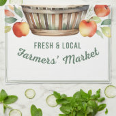 Personalized Farmers Market Rustic Country Apples キッチンタオル (折り畳み)