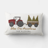Personalized Farmhouse Christmas Tractor ランバークッション (正面)