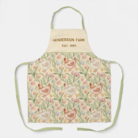 Personalized Farmhouse Hen Apron エプロン (正面)