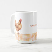 Personalized Farmhouse Hen Name Mug コーヒーマグカップ (正面左)