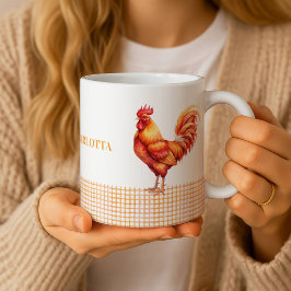 Personalized Farmhouse Rooster Name Mug コーヒーマグカップ