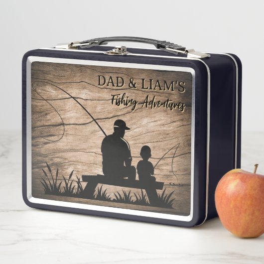 Personalized Father and Son Fishing Memory Box メタルランチボックス (インサイチュ)