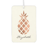 Personalized faux rose gold foil pineapple カーエアーフレッシュナー (正面)