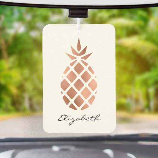 Personalized faux rose gold foil pineapple カーエアーフレッシュナー