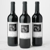 Personalized Faux Silver Frame Rustic Elegant ワインラベル (ボトル)