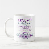 Personalized Fear Not Isaiah 41:10 Purple Floral コーヒーマグカップ (左)