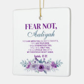 Personalized Fear Not Isaiah 41:10 Purple Floral セラミックオーナメント (左)