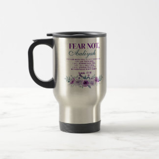 Personalized Fear Not Isaiah 41:10 Purple Floral トラベルマグ