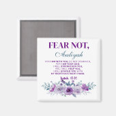 Personalized Fear Not Isaiah 41:10 Purple Floral マグネット (正面/裏面)