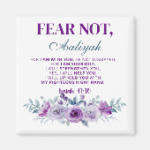 Personalized Fear Not Isaiah 41:10 Purple Floral マグネット (正面)