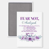 Personalized Fear Not Isaiah 41:10 Purple Floral マグネット (正面/裏面)