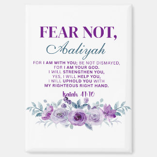 Personalized Fear Not Isaiah 41:10 Purple Floral マグネット