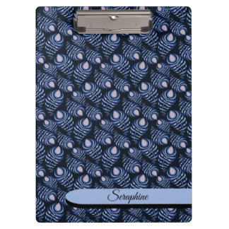 Personalized Feather Clipboard | Blue Pattern クリップボード