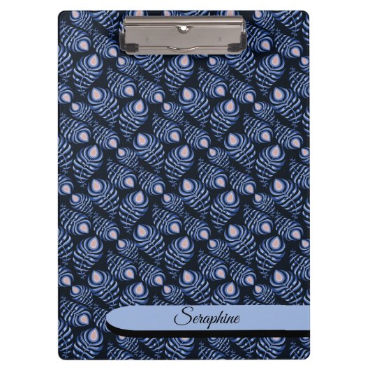 Personalized Feather Clipboard | Blue Pattern クリップボード (正面)