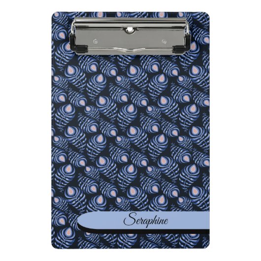 Personalized Feather Clipboard | Blue Pattern ミニクリップボード (正面)