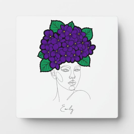 Personalized February Birth Flower Crown Art フォトプラーク (正面)