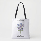 Personalized February Birth Month Flower トートバッグ (正面)